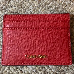 Calvin Klein Red Leather Card Holder. NWT